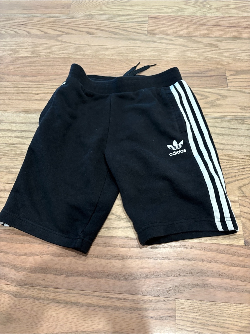 adidas Black Shorts with White 3-Stripes and Trefoil Logo